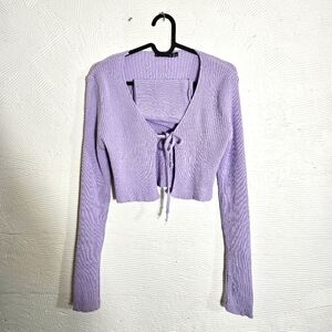 Nasty Gal Lavender Sweater Cardigan Set